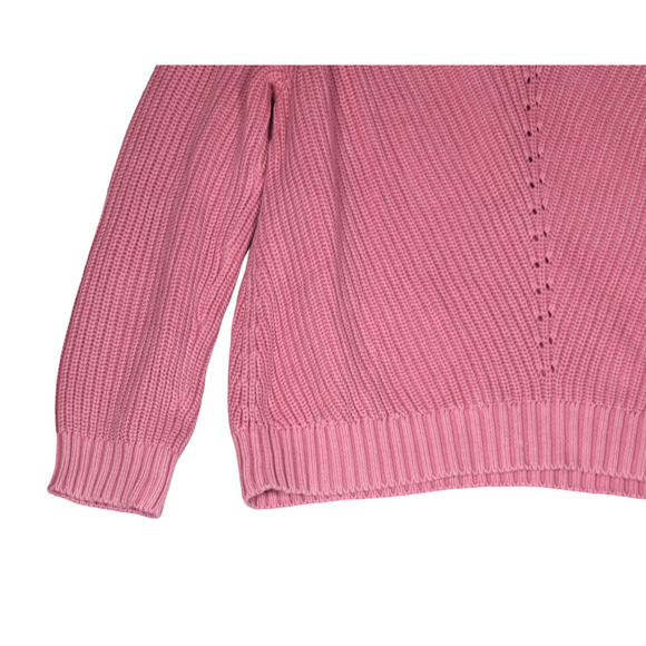 Marine Layer Sweater Women XS Pink Ribbed Knit 100% Cotton Career Casual Classic - Picture 4 of 8